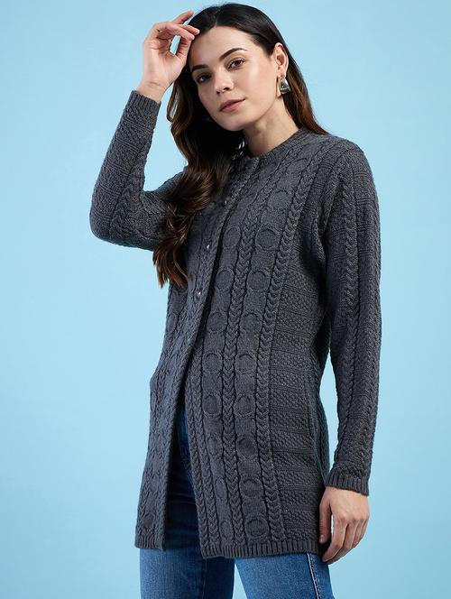 women self design long sleeves cardigan - 21572868 - Very Small Image - 1