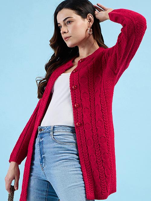 women self design long sleeves cardigan - 21572871 - Very Small Image - 1
