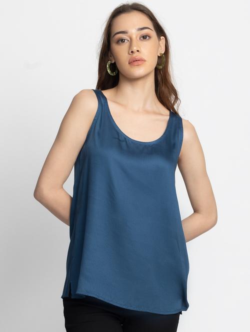 women navy blue solid regular top - 21572991 - Very Small Image - 1