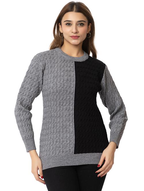 women color block long sleeves pullover - 21574034 - Very Small Image - 1