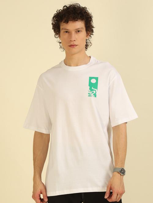 men front & back printed round neck oversized t-shirt - 21574218 - Very Small Image - 1