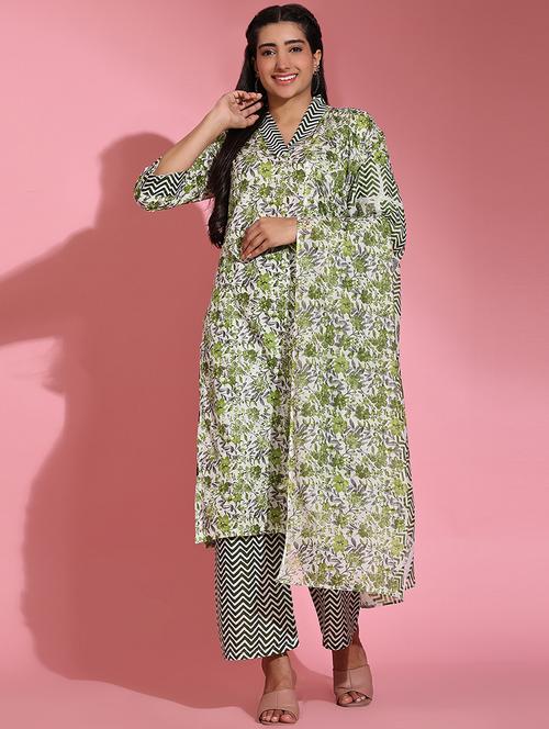 women floral kurta palazzo set with dupatta - 21574777 - Very Small Image - 1