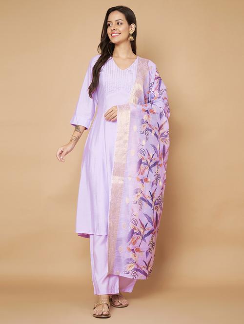 women solid kurta palazzo set with dupatta - 21574798 - Very Small Image - 1