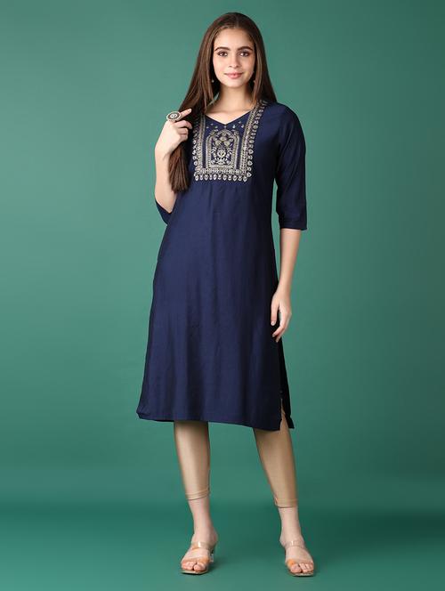 women sequin work v neck straight kurta - 21575529 - Very Small Image - 1