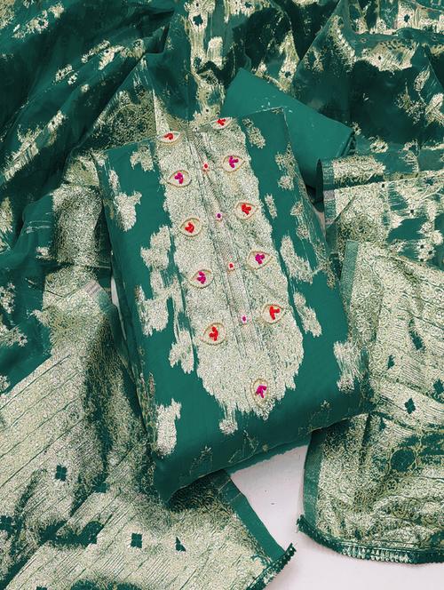 women embellished self design unstitched suit set - 21576605 - Very Small Image - 1