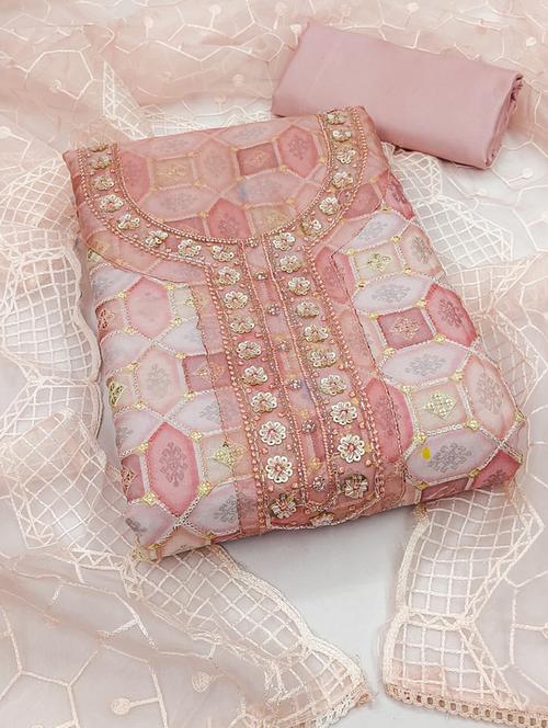 women self design sequins work unstitched suit set - 21576615 - Very Small Image - 1