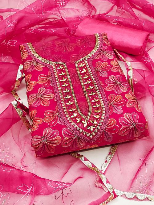 women floral print unstitched suit set with embroidery - 21576639 - Very Small Image - 1