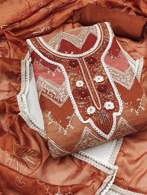 women embroidered unstitched suit set - 21576664 - Very Small Image - 1