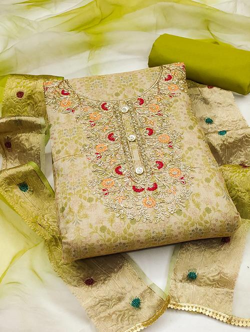 women embroidered 3-piece unstitched dress material - 21576676 - Very Small Image - 1