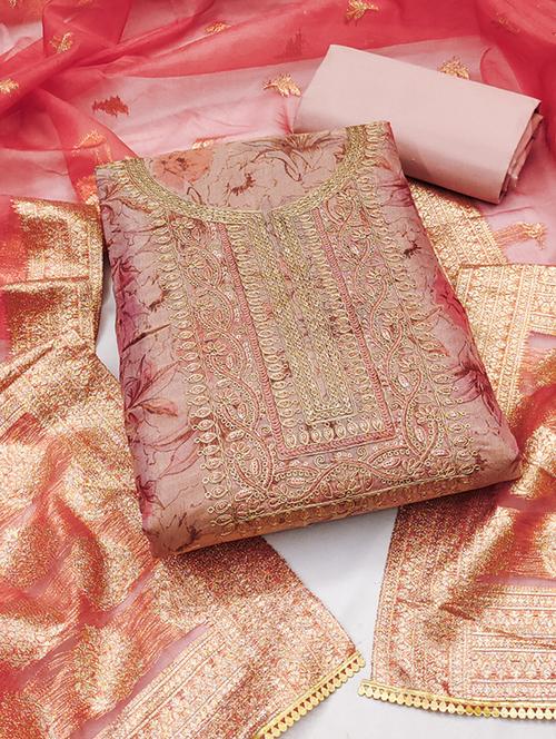women embroidered 3-piece unstitched dress material - 21576681 - Very Small Image - 1