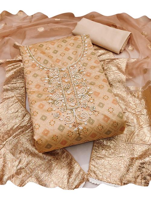women embellished 3-piece unstitched dress material - 21576707 - Very Small Image - 1