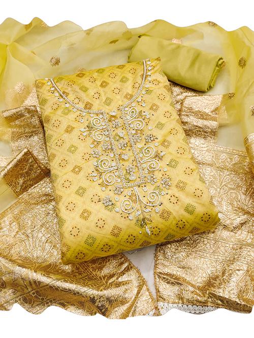 women embellished 3-piece unstitched dress material - 21576708 - Very Small Image - 1