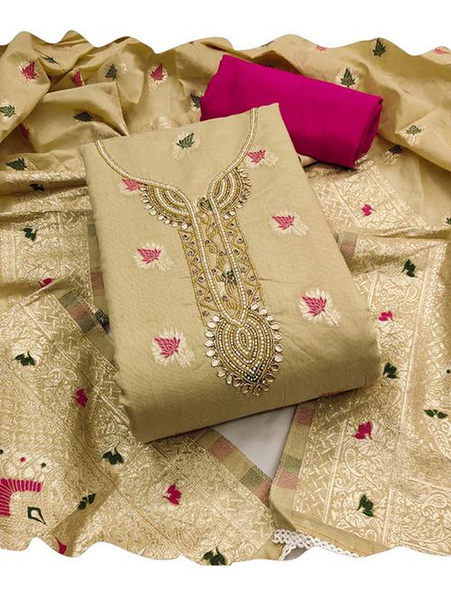 women embroidered 3-piece unstitched dress material - 21576731 - Very Small Image - 1