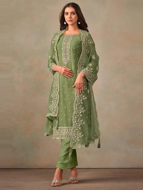 women embroidered 3-piece unstitched dress material - 21576828 - Very Small Image - 1