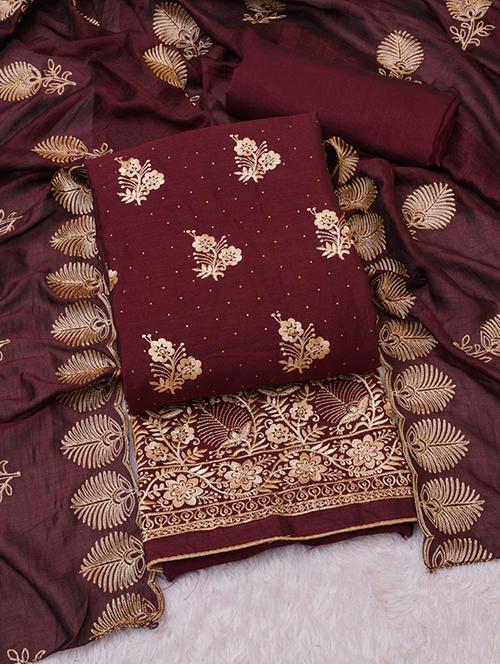 women embroidered 3-piece unstitched dress material - 21576903 - Very Small Image - 1