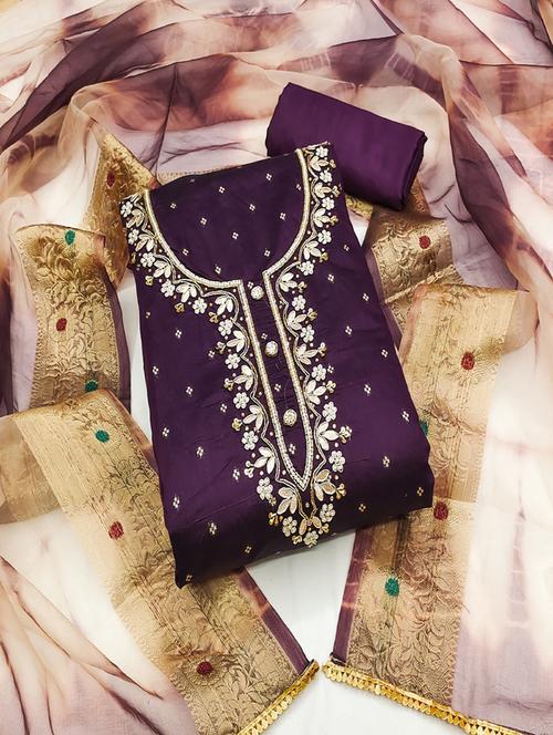 women embellished unstitched suit set - 21577132 - Very Small Image - 1