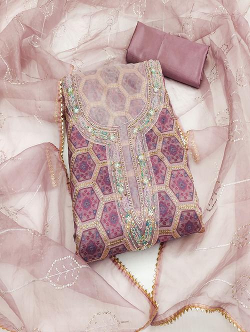 women embellished printed unstitched suit set - 21577139 - Very Small Image - 1