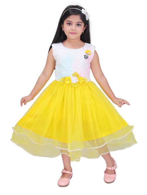 girls self design sleeveless fit & flare dress - 21577362 - Very Small Image - 1