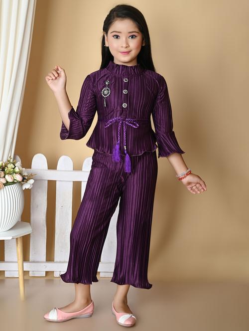 girls self design mock neck twin set - 21577473 - Very Small Image - 1