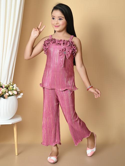 girls self design sleeveless twin set - 21577484 - Very Small Image - 1