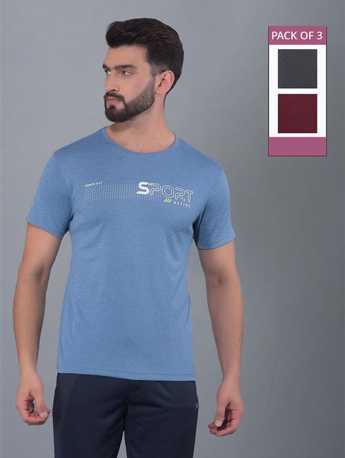 men pack of 3 chest printed regular fit short sleeves sports t-shirts - 21578314 - Very Small Image - 1