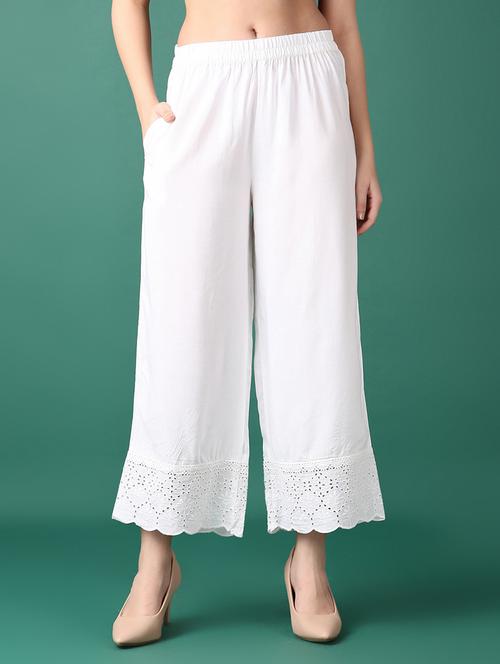 women white solid palazzo - 21578539 - Very Small Image - 1