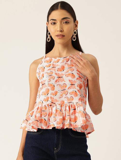 women sleeveless printed peplum top - 21579955 - Very Small Image - 1