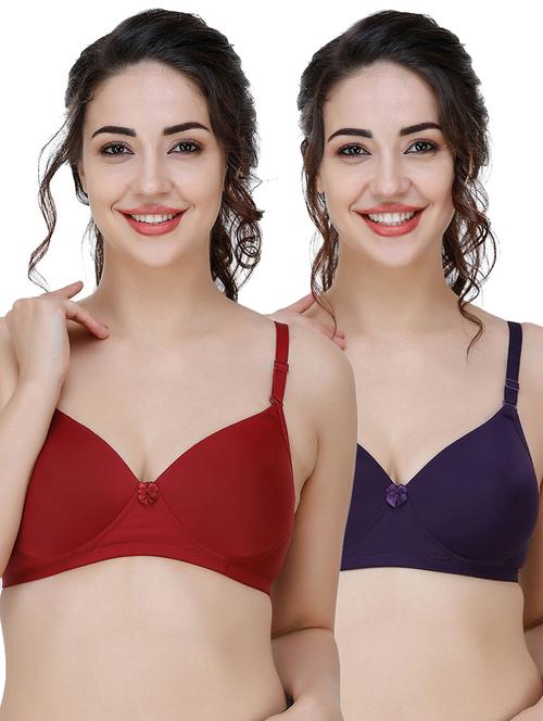 women pack of 2 solid t-shirt bra combo - 21580476 - Very Small Image - 1
