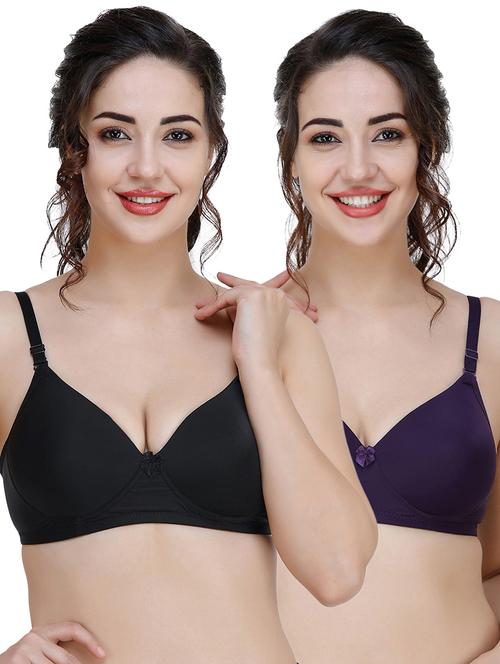 women pack of 2 solid t-shirt bra combo - 21580577 - Very Small Image - 1