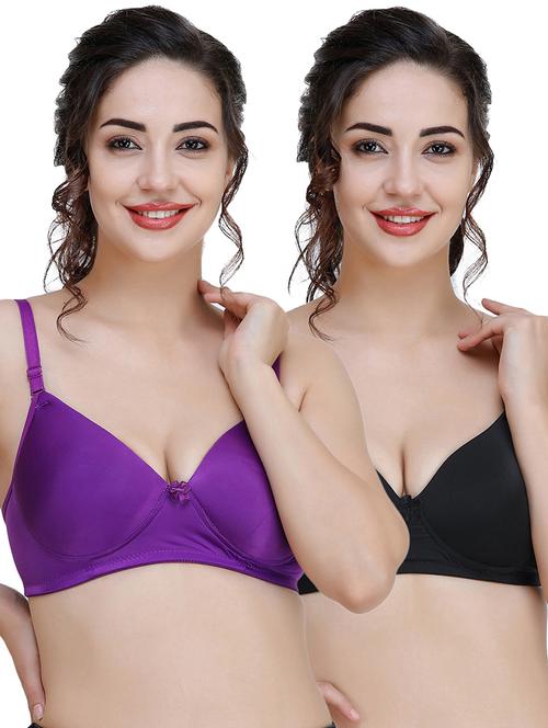 women pack of 2 solid t-shirt bra combo - 21580596 - Very Small Image - 1