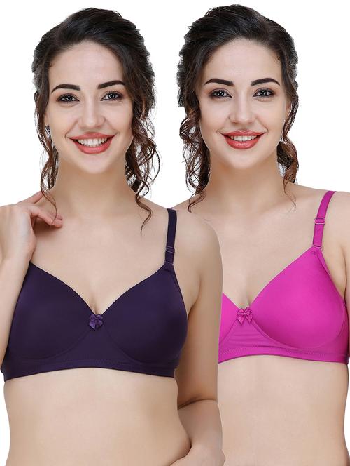 women pack of 2 solid t-shirt bra combo - 21580614 - Very Small Image - 1