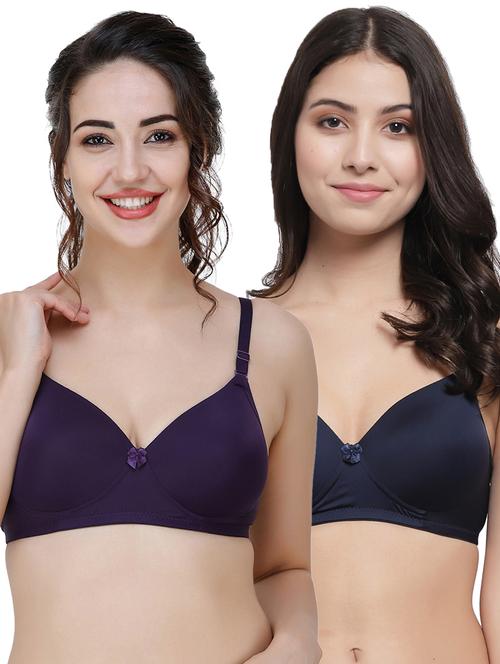 women pack of 2 solid t-shirt bra combo - 21580623 - Very Small Image - 1