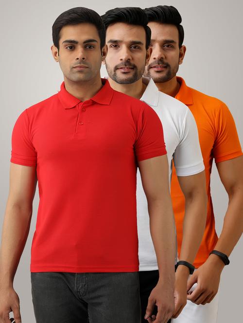 pack of 3 men's slim fit plain short sleeve polo t-shirts - 21581461 - Very Small Image - 1