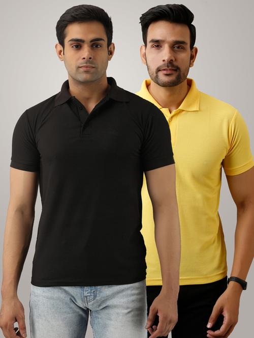 pack of 2 men's slim fit plain short sleeve polo t-shirts - 21581496 - Very Small Image - 1