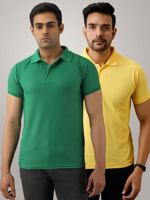 pack of 2 men's slim fit plain short sleeve polo t-shirts - 21581503 - Very Small Image - 1