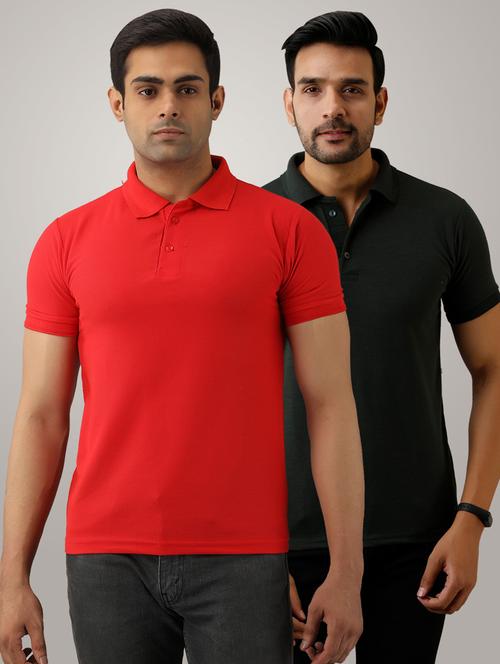 pack of 2 men's slim fit plain short sleeve polo t-shirts - 21581518 - Very Small Image - 1