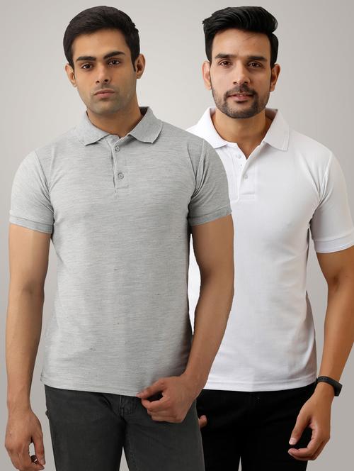 pack of 2 men's slim fit plain short sleeve polo t-shirts - 21581526 - Very Small Image - 1