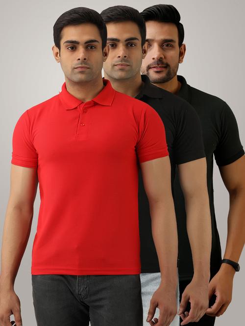 pack of 3 men's slim fit plain short sleeve polo t-shirts - 21581540 - Very Small Image - 1