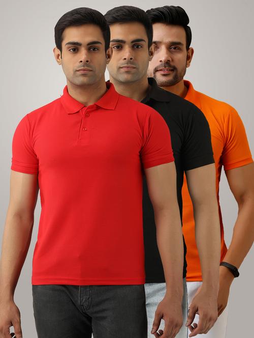 pack of 3 men's slim fit plain short sleeve polo t-shirts - 21581576 - Very Small Image - 1