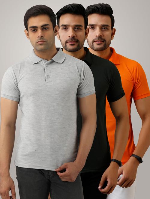 pack of 3 men's slim fit plain short sleeve polo t-shirts - 21581578 - Very Small Image - 1