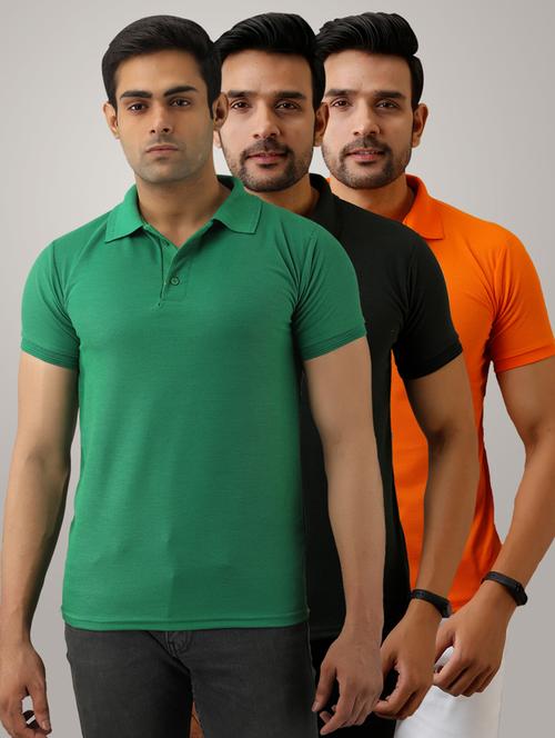 pack of 3 men's slim fit plain short sleeve polo t-shirts - 21581579 - Very Small Image - 1