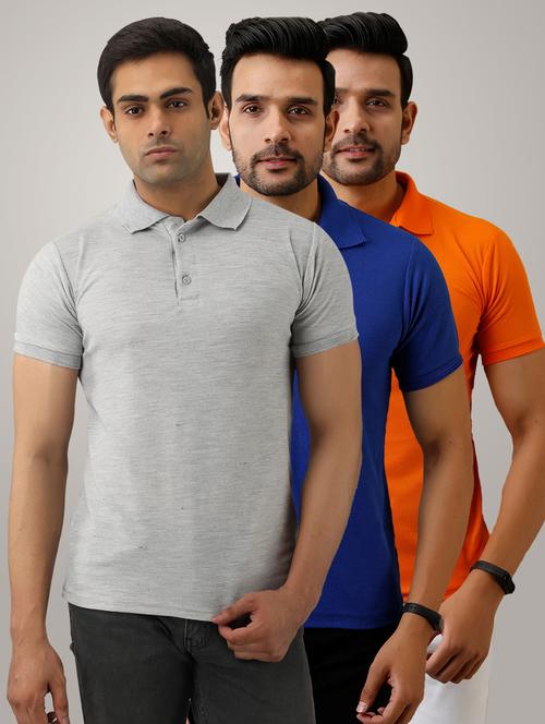 pack of 3 men's slim fit plain short sleeve polo t-shirts - 21581623 - Very Small Image - 1