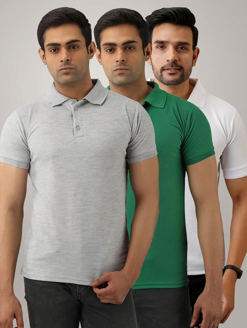 pack of 3 men's slim fit plain short sleeve polo t-shirts - 21581651 - Very Small Image - 1