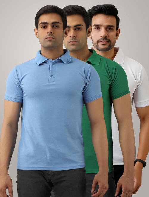 pack of 3 men's slim fit plain short sleeve polo t-shirts - 21581653 - Very Small Image - 1