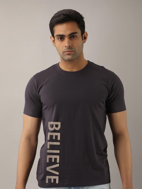men slim fit typographic placement printed short sleeve t-shirt - 21581701 - Very Small Image - 1