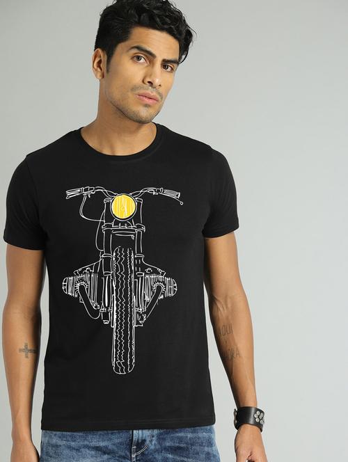 men slim fit front graphic printed short sleeves t-shirt - 21581719 - Very Small Image - 1