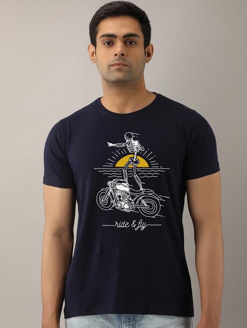 men slim fit front graphic print short sleeves t-shirt - 21581801 - Very Small Image - 1