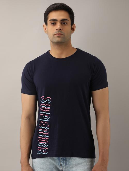 men slim fit typographic placement printed short sleeves t-shirt - 21581853 - Very Small Image - 1