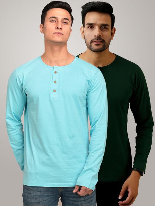 men pack of 2 solid slim fit long sleeves combo t-shirts - 21582126 - Very Small Image - 1