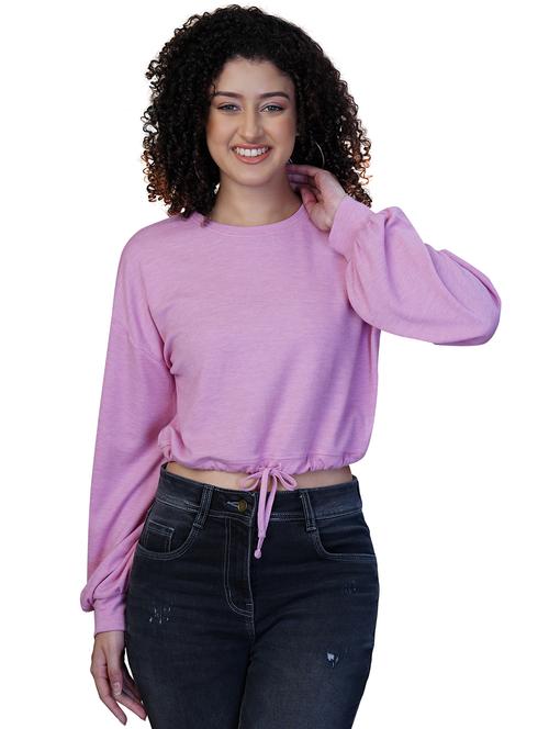 women solid long sleeve crop top - 21582178 - Very Small Image - 1